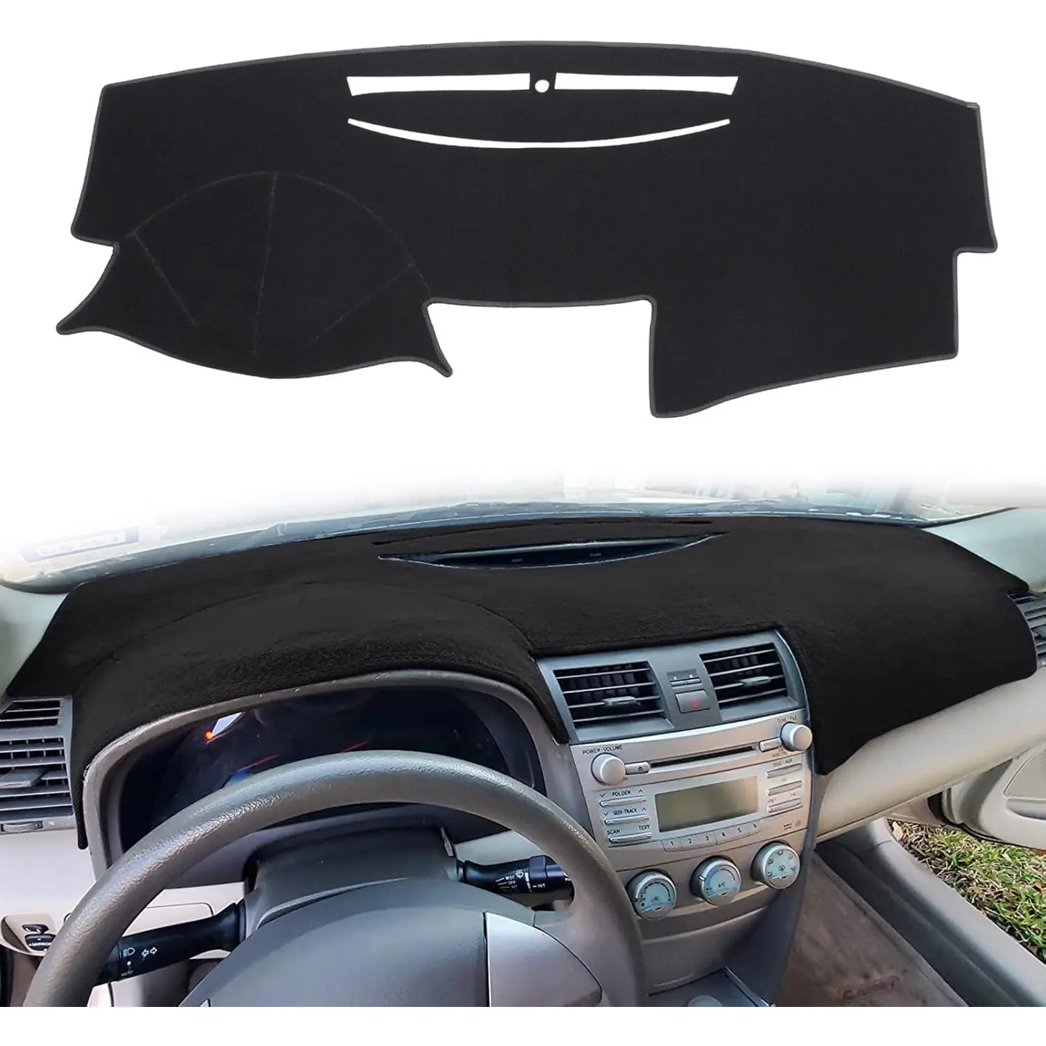Dash Cover Mat Custom Fit for Toyota Camry 2007 2008 2009 2010 2011 Dashboard Cover Pad Carpet (Black)