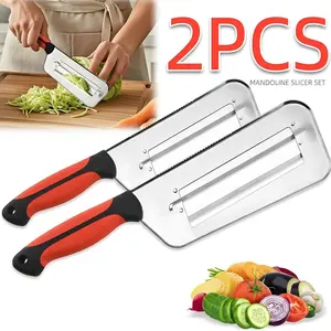 (2PCS)Multifunctional Vegetable Cutter, 2026 Stainless Steel Double-layer Slicer, Cabbage Slicer Shredder, Stainless Steel Shredder Knife,Shredders Knife for VegetablesStainless Steel Vegetable Cutter
