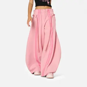 Vintage Super Baggy Wide Leg Sweatpants - Stripe, Oversized Barrel, Elastic Waist, Lantern Trouser, Unisex