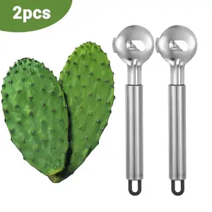 2 PCS Cactus Peeler Spoon,Stainless Steel Cactus Paring Knife and Peeler Spoon,Chinese Noodle Cutter for Cooking Kitchen Gadgets,Utensils & Gadgets for Home Use, Vegetable Cutter multifunctional cactus multi-function cactus