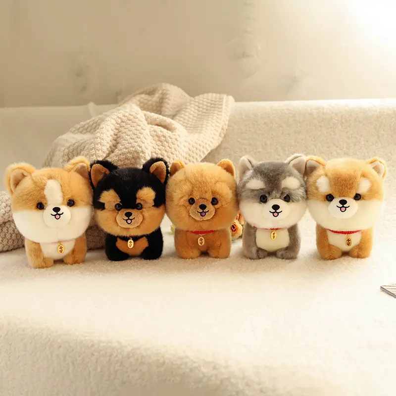 Simulated pet dog shaped plush toy, animal home decoration, Plushies, Kawaii Stuffed Animals, Soft Huggable