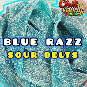 4oz Sour Blue Razz Power Belts Blue Raspberry Flavor Chewy Sour Candy with Unique Texture Perfect for Snacks and Parties Sweet 1 Pack Chili Candy Tx