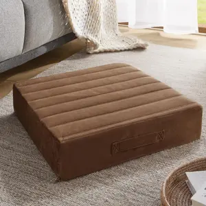 Large Floor Pillow, Meditation Cushions for Adults with Thick Foam and Soft Tufted Covers, Washable Square Seating for Couch and Yoga Sitting, 22 × 22 × 5 Inch Coffee