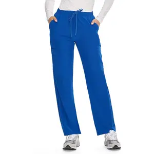 Straight Leg Scrub Pants for Women, Drawstring Soft Stretch, Anti-Wrinkle Women's Scrub Pants with 6 Pockets