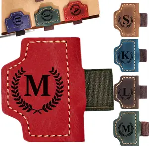 Custom Bookmark with Pen Holder with 26 Letters Personalized Magnetic Leather Book Mark, Customized Name Book Marker Clip with Initial for Men Women, Gifts for Book Lovers, Readers, (Red, M) Bomeiqee