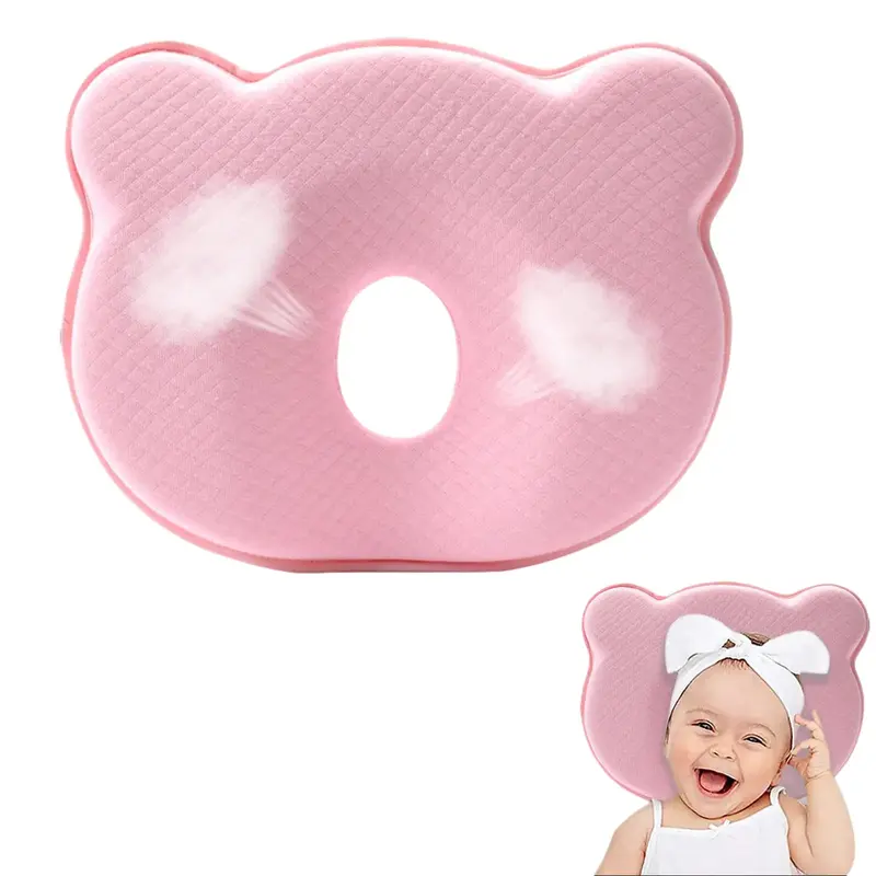 Unisex Polyester Ergonomic Design Newborn Baby Pillow with Memory Foam, Skin-Friendly, 0-3 Months Infants, All Seasons, Pressure-Dispersing, Lightweight for Car Seat & Outdoor Trips, Ideal Birthday Gift (Newborn Baby Stuff)