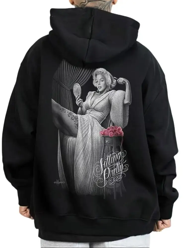 David Gonzales Art Graphic Fresh Cuties Eye Candy Marilyn Monroe 5 Lowrider Hoodie Oversized Casual Chicano Style