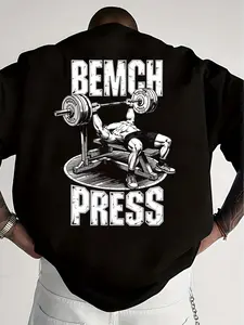 Men's Bench Press Gym T-Shirt - Powerlifting & Strength Training Motivational Workout Tee for Weightlifting, Bodybuilding & GymTok | Breathable Heavyweight Lifting Shirt for Men, Perfect for Gym Aesthetic & Training Gear