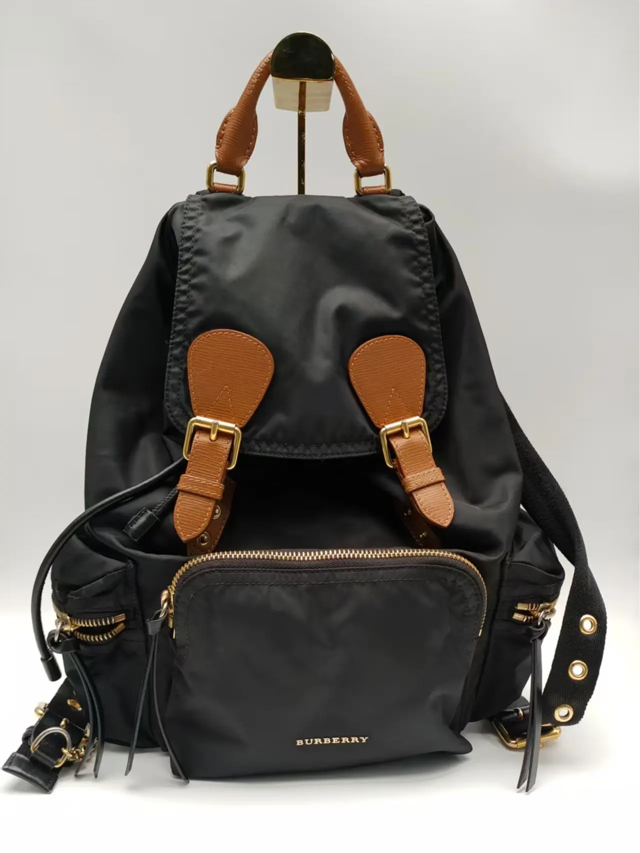Pre-owned BURBERRY canvas Shoulder Bags The Rucksack Medium Black Nylon Backpack