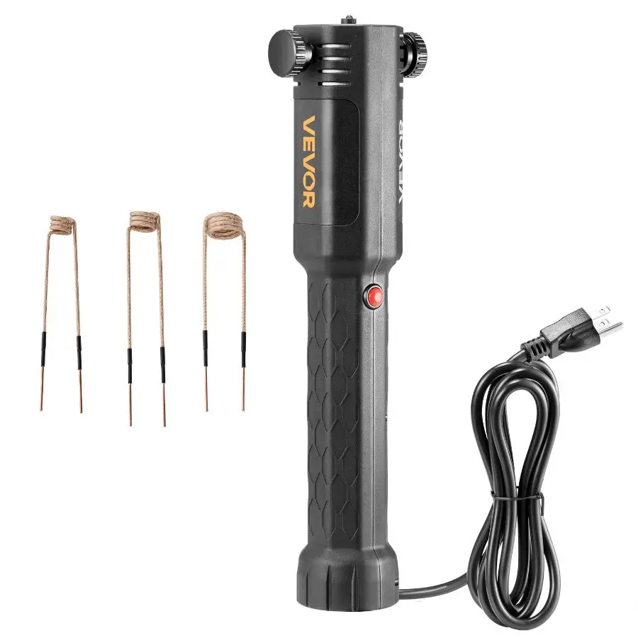 VEVOR 1100W 110V Handheld Induction Heater Kit, Magnetic Induction Nut Buster Tool with 3 Purple Copper Wires, Cooling Fan, LED Light & Textured Grip for Bolt Removal, Garage Users