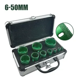 10pcs 6-50 mm Brazed Diamond Drill Serrated Drill Bits Set For Granite Marble Stone Hole Saw Ceramic Tile Diamond Drill