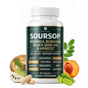Natural Edible Soursop Dietary Supplement - 12-in-1 Herbal Blend with Moringa, Sea Moss, Black Seed Oil, Turmeric for Balanced Immune Support