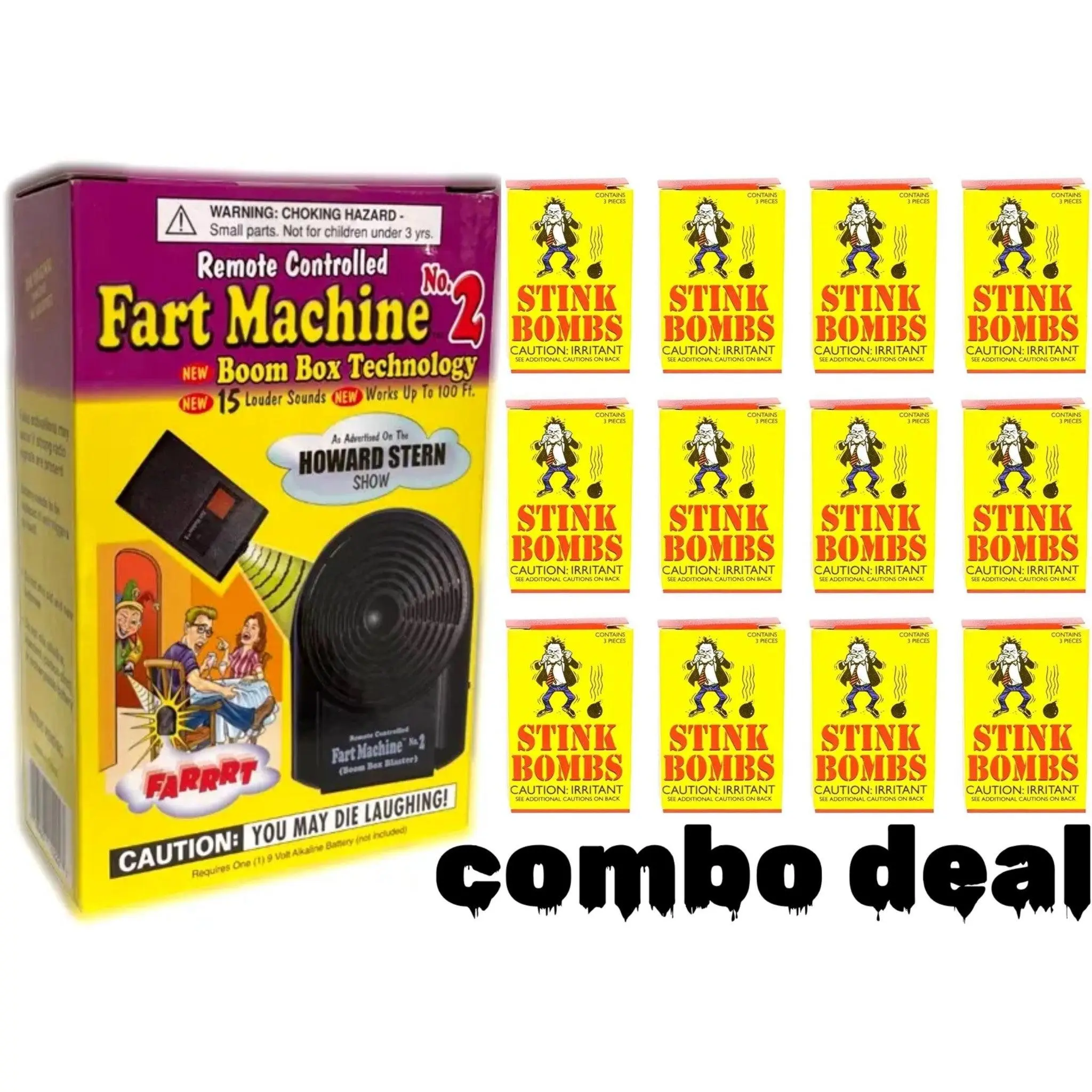 💨 Fart Machine #2 with Remote + 36 Glass Stink Bombs | Combo GaG Prank Set 💨