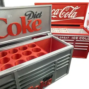Coke Inspired Desktop Toolbox Pen and Pencil Holder 3D Printed with Classic Coke Logo and Functional Slots