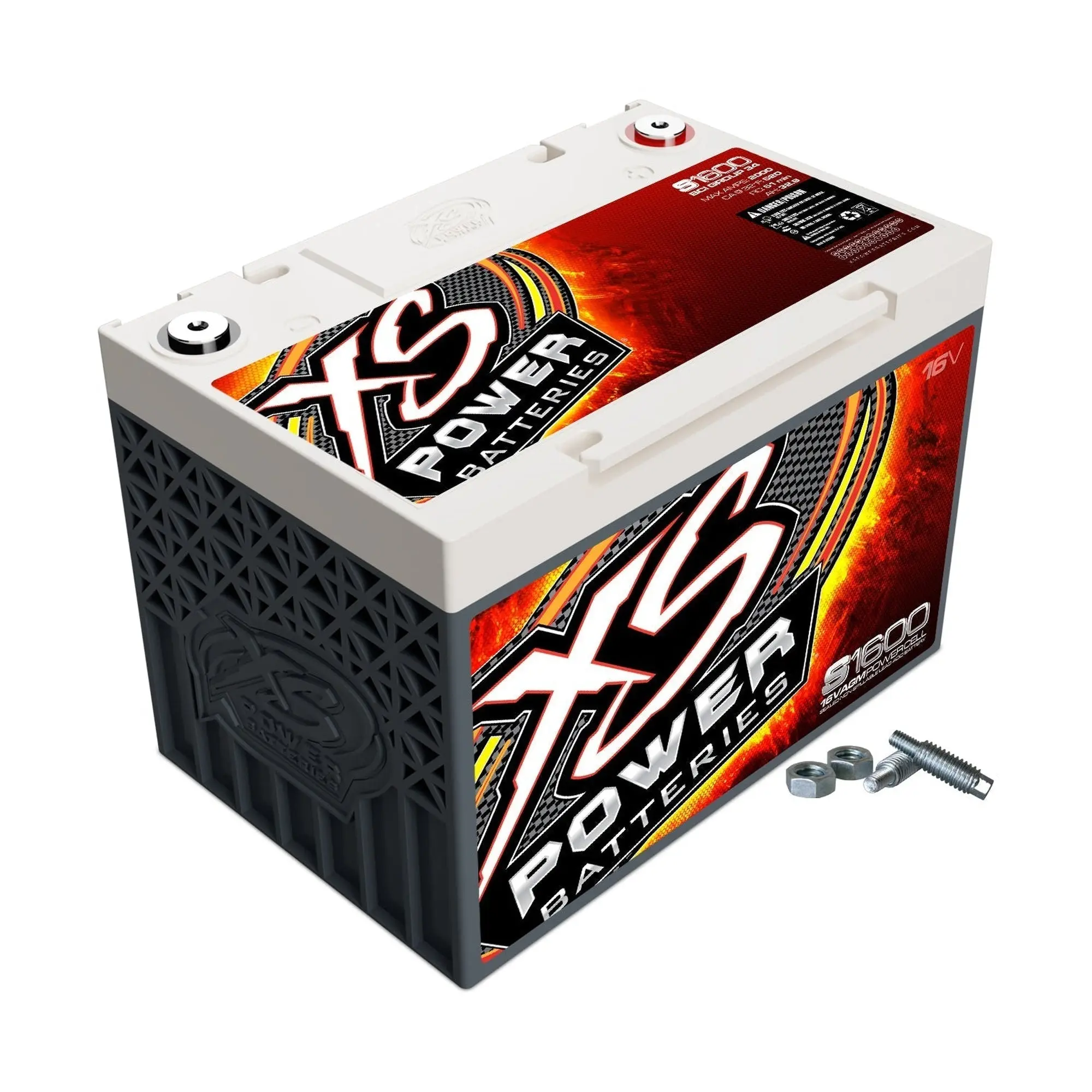 XS Power S1600 Group 34 16V AGM Car Battery, 16v Voltage for Car Audio Systems, Cars