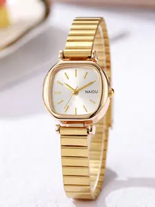 New Small Square Watch Steel Band, Women's Fashion Simple Wristwatch, Trendy High-End Ladies' Watch