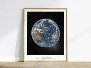 Hello World NASA Poster, Artemis II Earth Photo Blue Marble Print, Reid Wiseman Space Art, NASA Gift, Planet Earth Poster