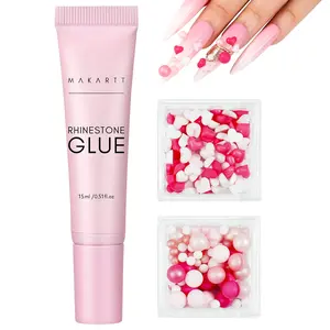 Makartt Valentine's Day Nail Charms - 15ml Rhinestone Glue with 3D Heart and Ball Decor - Ideal for DIY and Professional Nail Art beautysecretnailglue