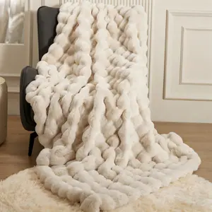 Macinso Washable lmitation LuxuryPlush Rabbit Faux FurThrow Blanket Super Comfort Oversized Warm Thick BubbleFluffy Blanket Soft Cozy Throw Blanket for Couch Chair BedSofa Living Room No Linting Warm Blanket for Office Naps inAir-conditioned Rooms