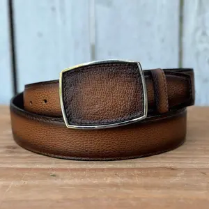 Honey-Colored “Bravo” Western-Style Leather Belt for Men with Metal Buckle | Made in Mexico