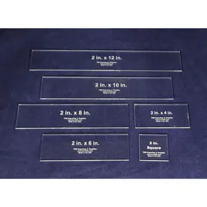 6 Piece Set Rectangles 2x4, 2x6, 2x8, 2x10, 2x12-1- 2 Inch Square -1/8 Inch Thick Acrylic Actual Size