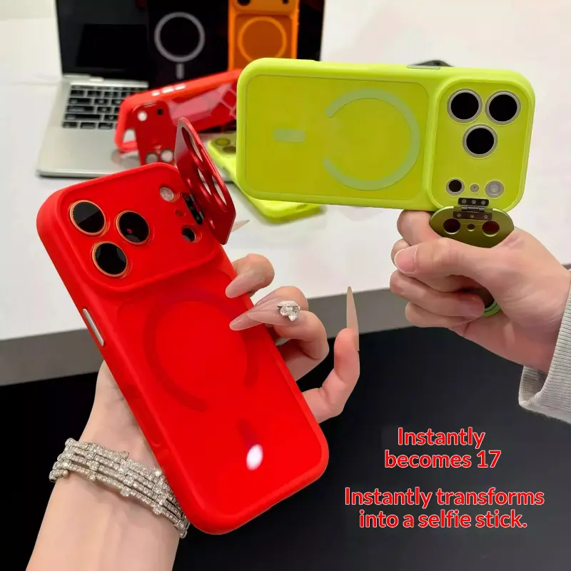 iphone 17 Look Upgrade Case - Magnetic Matte Shockproof for 16 Pro Max 15 Pro   | Camera Lens Stand Grip Protective Cover
