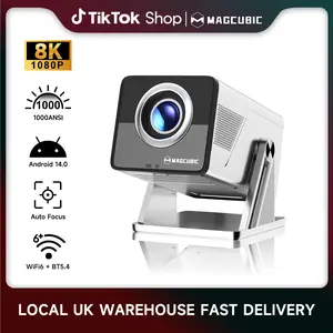 [US warehouse] Magcubic X7 1000ANSI Projector Auto Focus 8K Decode Android 14.0 Built-In HiFi Speaker Auto Obstacle Avoidance & Fully Keystone Correction Dual WiFi6 BT5.4 Native 1080P 180° Rotatable Allwinner H726 High-End Home Cinema Audio Movie Night