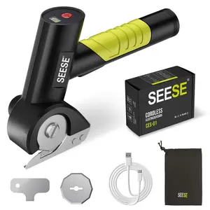 SEESE Cordless Electric Scissors, Rechargeable Cutter for Thin Cardboard, Carpet & Leather  Holiday gifts