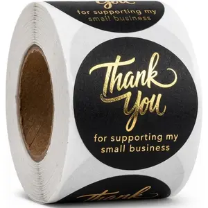 500 Thank You for Supporting My Small Business Stickers - 1.5 Inch Black and  Foil Round Labels - 4 Fonts -  Self-Adhesive Seals for Packaging, Envelopes, Boxes, Orders &  Bags