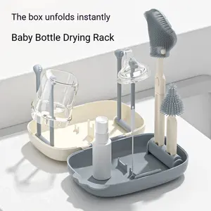 9‑in‑1 Portable Baby Bottle Brush Set | Silicone Cleaning Kit with Drying Rack & Waterproof Storage Bag, BPA‑Free for Newborn  bottle cleaner Soft Bristle