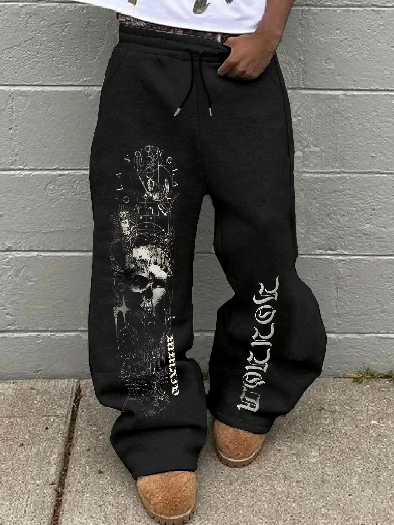 Men's Regular Fit Letter Print Contrast Trim Sweatpants, Casual Slant Pocket, Casual Streetwear Jogger Pants for Daily Wear, Mens Bottoms for All Seasons