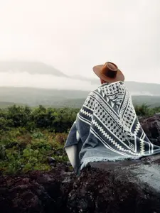 Gray poncho - Southwestern Style PONCHO - PONCHO for men - alpaca wool poncho - serape man outdoors clothing