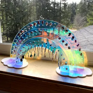 3-layer Acrylic Rainbow Earring Organizer, Colorful Desktop Jewelry Display Rack, Jewelry Storage Rack, Home Decor, Jewelry Organizer, Jewelry Holder Organizer, Stylish Organizer, Decorative Organizer, Summer Gift