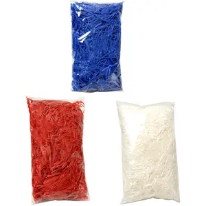 300g Shredded Paper Crinkle Cut Paper Shred Filler for Gift Box Gift Wrapping Basket Filling for Independence Day Red White Blue