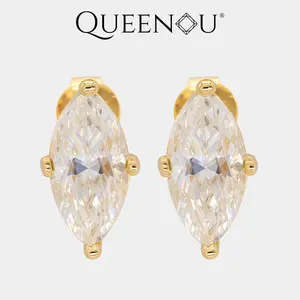【978】Marquise Cut Synthetic Moissanite Necklace & Studs Set | 1CT Necklace with 0.5CT/1CT Earrings | 4-Prong Solitaire