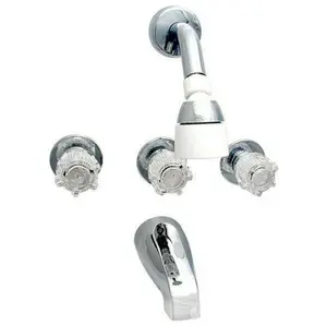 Chrome 3-Knob Tub/Shower Faucet with Shower Head Kit - Original Design for Enhanced Showering Experience