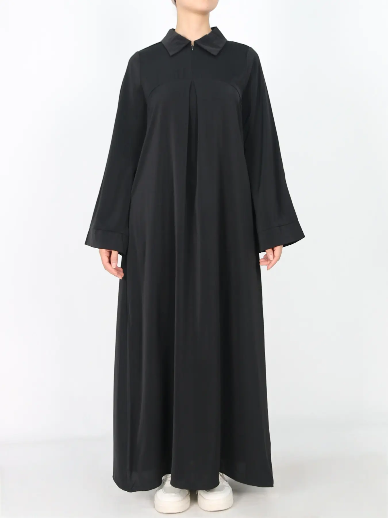 Women's Abaya Dress with Collar Zipper Pocket Design Nida Fabric, Modest Islamic Clothing for Women, Stylish & Comfortable Daily Wear Apparel, Modesty Abaya, Muslim Clothing