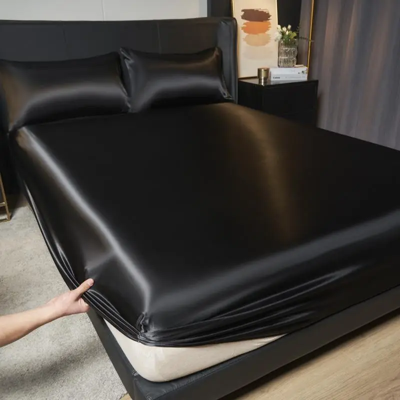 Solid Color Fitted Sheet & Pillowcase without Filler (2/3 Counts), Modern Soft Comfortable Bedding Set, Bedding Supplies for Home Bedroom Hotel, Cool