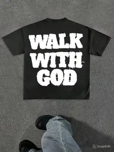 Walk With God Unisex Cotton T-Shirt, Bold Faith-Inspired Text Graphic, Spiritual Streetwear for Believers