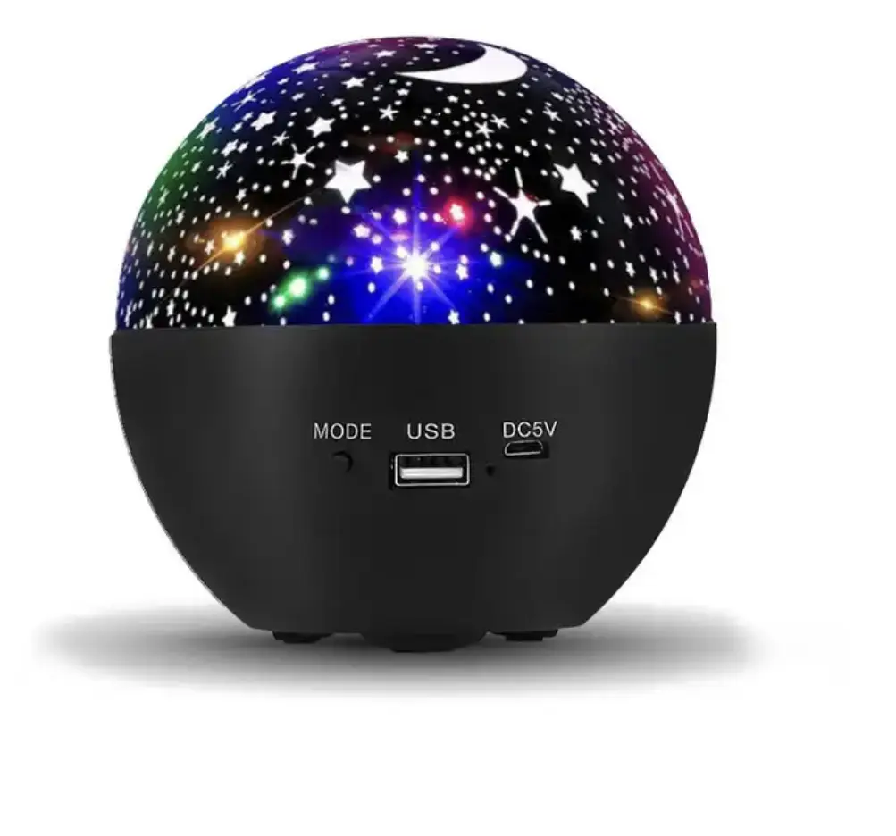 Rechargeable LED Sky Projector Night Light with Bluetooth Speaker, Quiet 360-Degree Rotation, Black Star Lamp for Kids, Ideal for Bedroom Ceiling Lighting