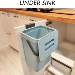 Kitchen Compost Bin with Lid - 2.99/5.0/12.0 L Hanging Trash Can for Bathroom, RV, Laundry Room - Odor-Sealing, Durable Plastic, Rectangular Shape - Ideal for Home Storage and Cleaning, Trash Bag Holder