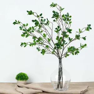 3 Pack 43" Artificial Green Petal Branches Leaf Spray, Faux Leaf Branches