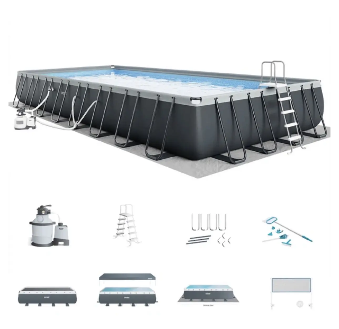 Intex Ultra XTR Rectangular Outdoor Swimming Pool Set with Pump