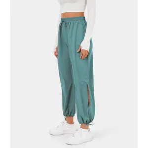 Halara Women's High-Waisted Drawstring Workout Joggers - Breathable, Stretchy, Quick-Dry Fabric, Practical Side Pockets, Split Hem, Casual Sports Wear