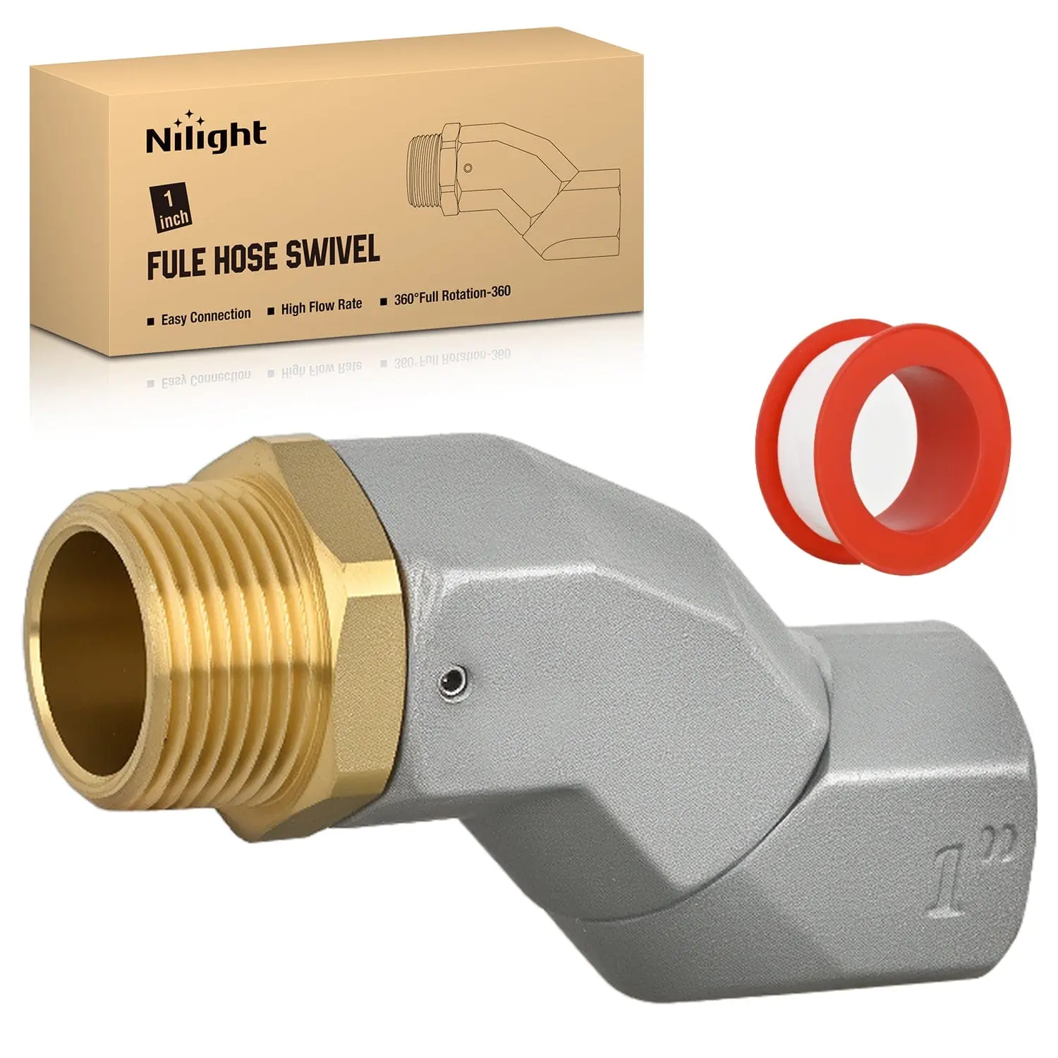 Nilight 1 Inch NPT Fuel Hose Swivel, 360 Rotating Connector for Fuel Transfer Hose Nozzle Pump Diesel Gasoline Kerosene