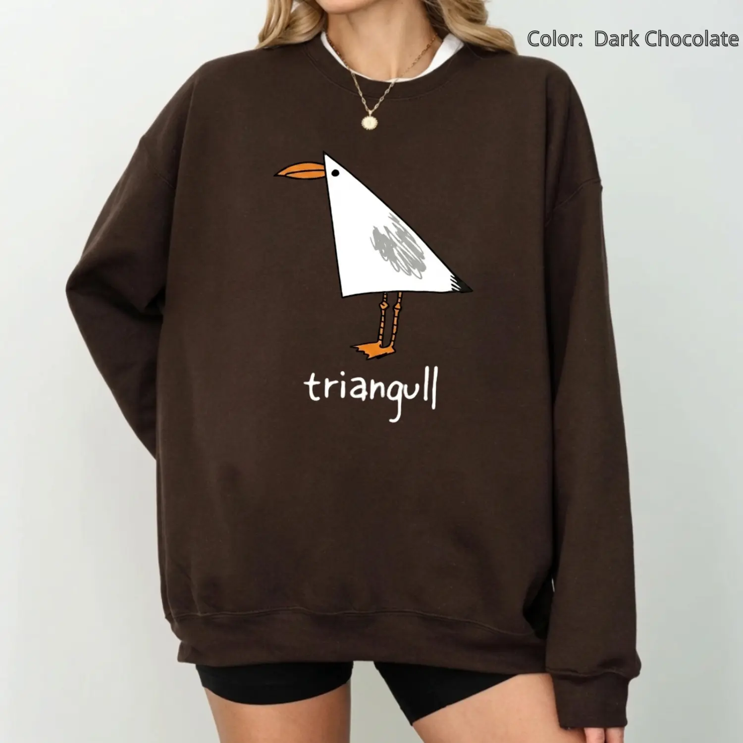 Gildan Triangull Seagull Graphic Sweatshirt, Funny Seagull Crewneck, Cute Bird Lover Pullover, Retro Coastal Bird Sweatshirt, Beach Seagull Gift, Funny Animal Sweatshirt