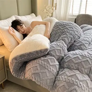 Premium Thick Velvet Blanket - Ultra Soft Superfine Fiber Fill, Warm Winter Throw, Light Beige Polyester Blanket for Bedroom & Hotel Use (Pillowcases Not Included)