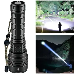 SYADOO Ultra bright Flashlights, Rechargeable 5000/3000mAh Super Bright 10000/5000 Lumens Flashlight, 6 Modes Zoomable Linternas with Power Indicator, Powerful Handheld LED Flashlights for Home Emergencies Camping, with Emergency Charging for Phone