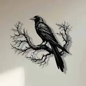 Crow Wall Art, Metal Crow Wall Decor, Wall Hanging Decor for Home Living Room Bedroom, Outdoor Wall Art, Home Decor, Wall Art Decoration, Poster
