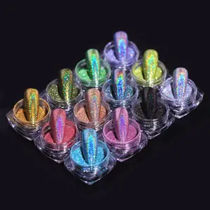 Glitter Nail Art Powder, Shimmering Nail Decoration Laser Powder, DIY Nail Art Decoration for Women & Girls, Iridescent Glitter, Nail Art Supplies